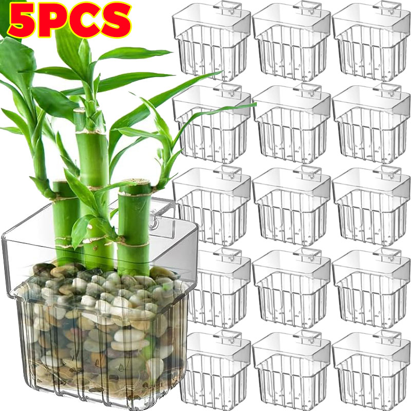 Aquarium Fish Tank - 1/5pcs Aquarium Decoration Plant Cup Transparent